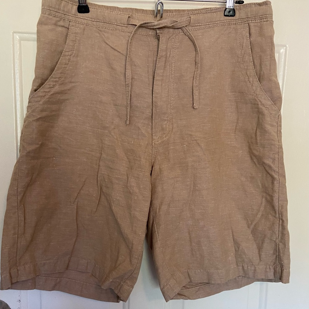 Mens Paradise Shores Linen Blend Shorts Size M tan